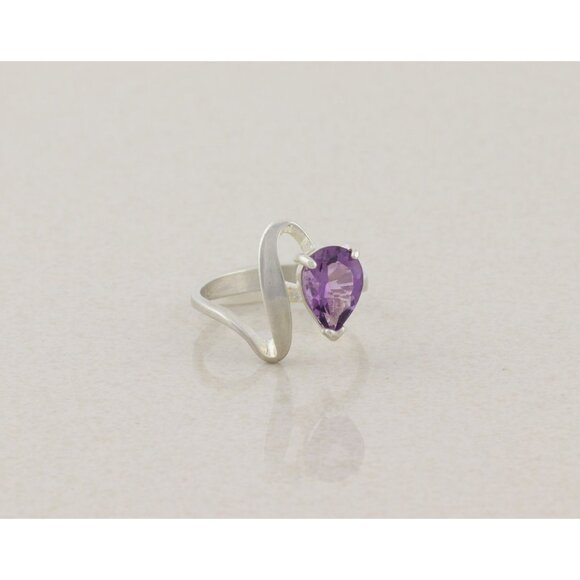 Sterling Silver Natural Purple Amethyst Ring Size 8 - Picture 5 of 9